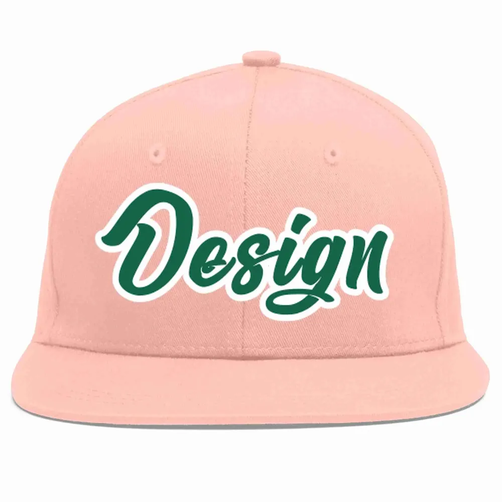 Custom Pink Kelly Green-White Flat Eaves Sport Baseball Cap Design for Men/Women/Youth