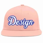 Custom Pink White-Royal Flat Eaves Sport Baseball Cap Design for Men/Women/Youth