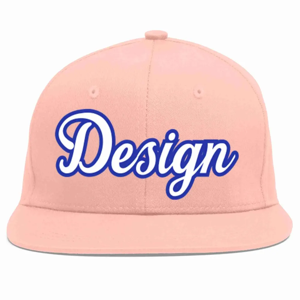 Custom Pink White-Royal Flat Eaves Sport Baseball Cap Design for Men/Women/Youth