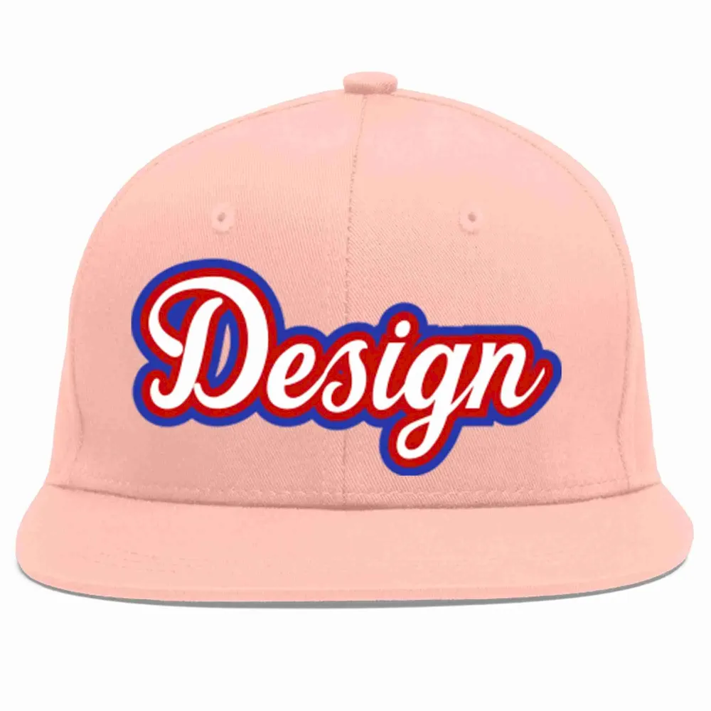 Custom Pink White-Red Flat Eaves Sport Baseball Cap Design for Men/Women/Youth