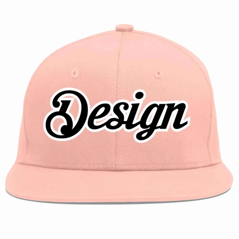 Custom Pink Black-White Flat Eaves Sport Baseball Cap Design for Men/Women/Youth