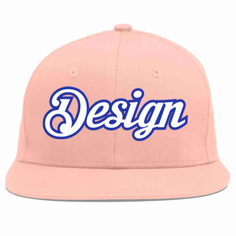 Custom Pink White-Royal Flat Eaves Sport Baseball Cap Design for Men/Women/Youth