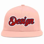 Custom Pink Red-Navy Flat Eaves Sport Baseball Cap Design for Men/Women/Youth