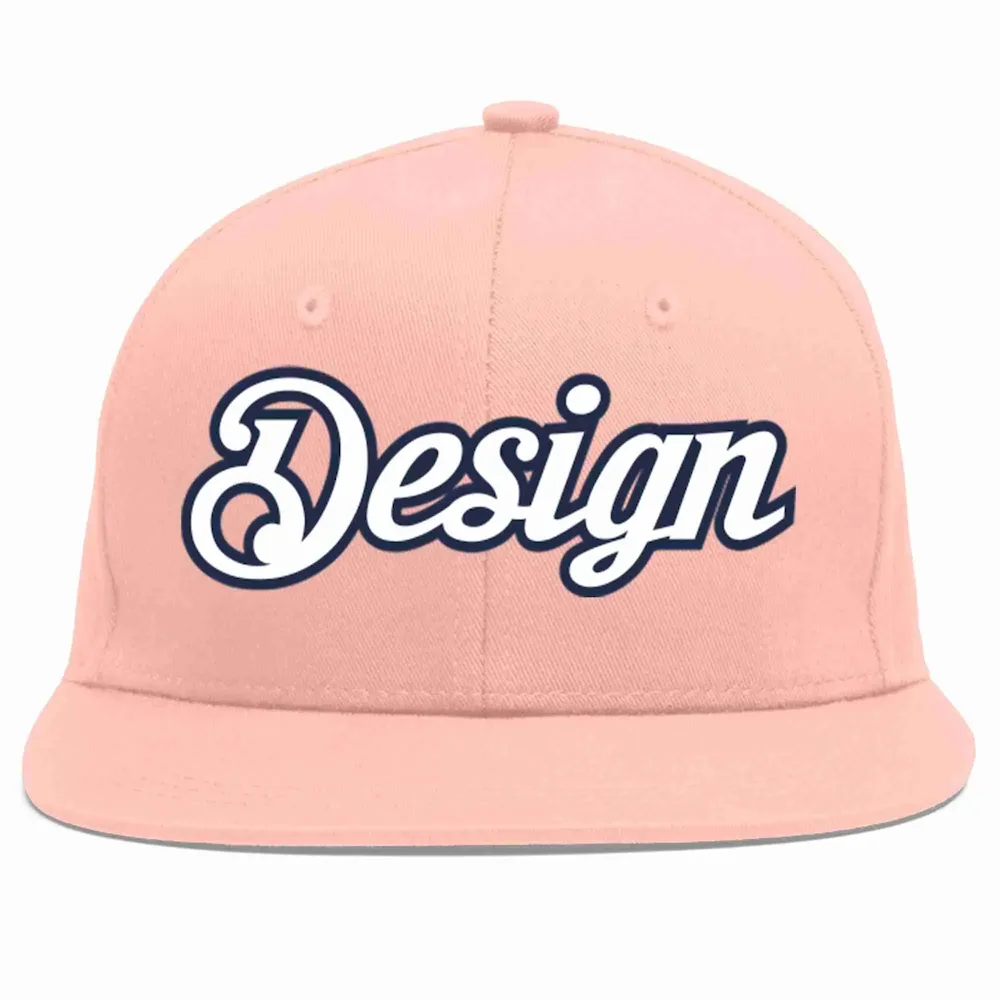 Custom Pink Gold-White Flat Eaves Sport Baseball Cap Design for Men/Women/Youth