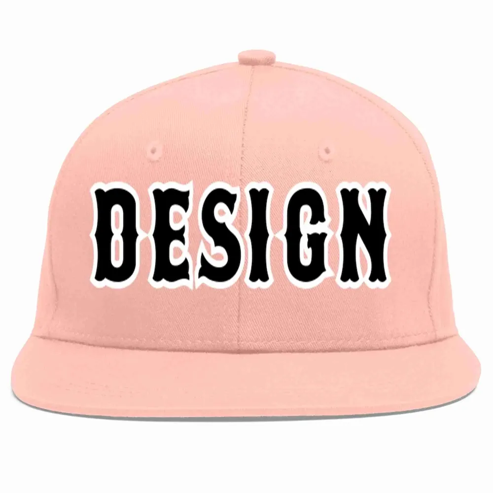 Custom Pink Black-White Flat Eaves Sport Baseball Cap Design for Men/Women/Youth