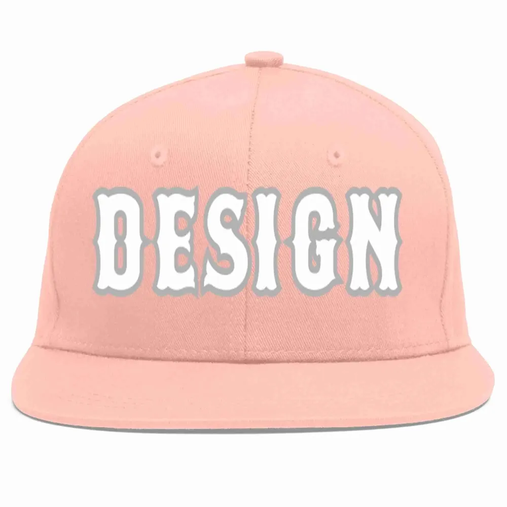 Custom Pink White-Gray Flat Eaves Sport Baseball Cap Design for Men/Women/Youth