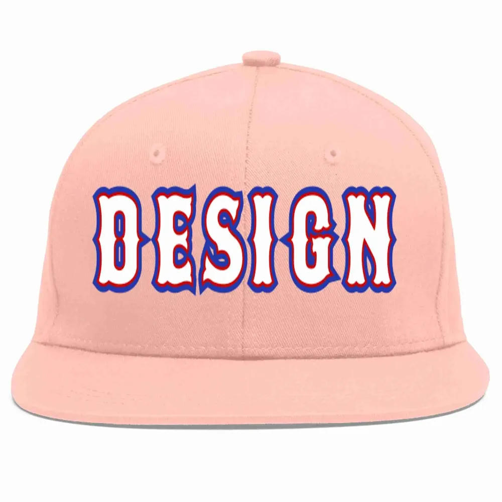Custom Pink White-Red Flat Eaves Sport Baseball Cap Design for Men/Women/Youth