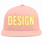 Custom Pink White-Gold Flat Eaves Sport Baseball Cap Design for Men/Women/Youth