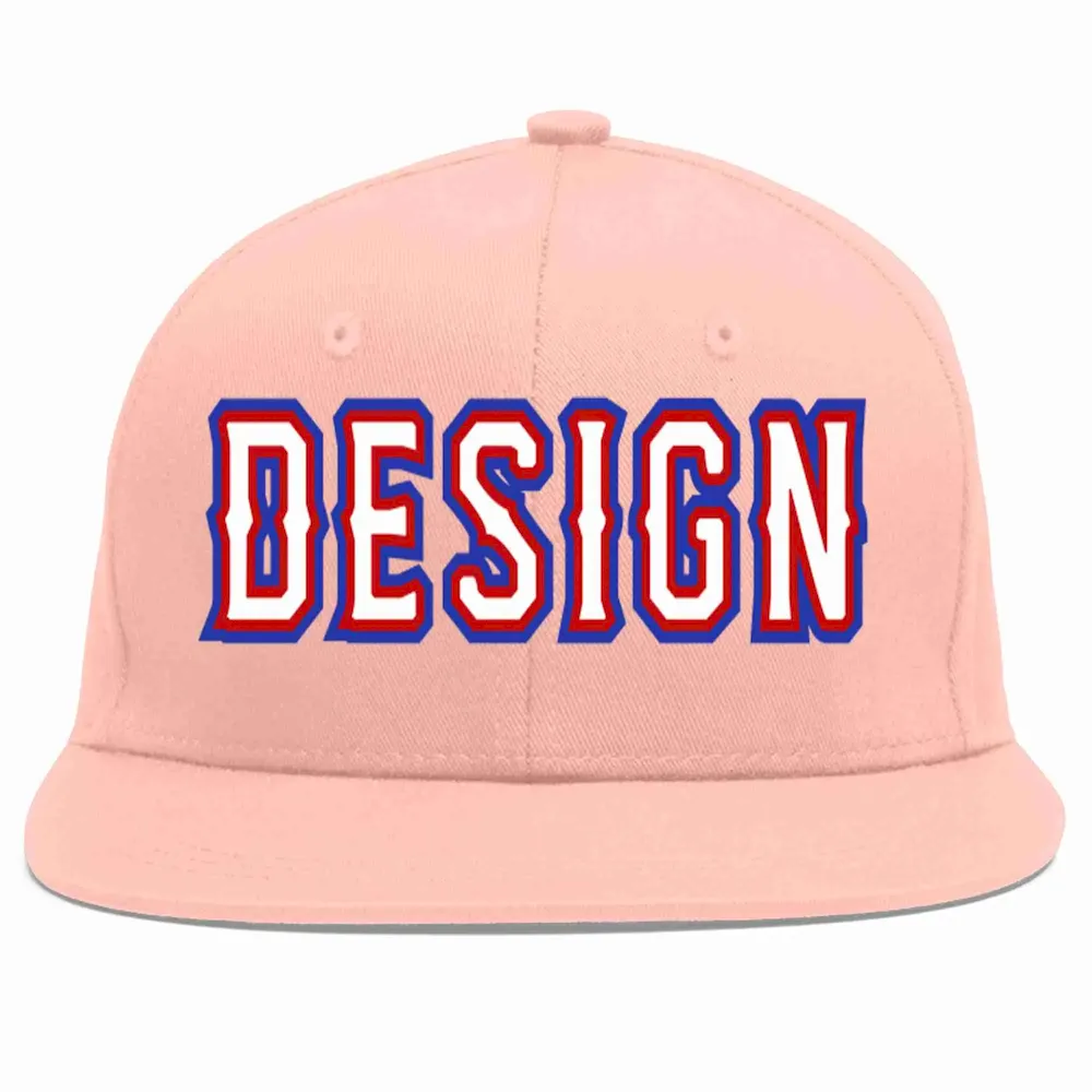 Custom Pink White-Red Flat Eaves Sport Baseball Cap Design for Men/Women/Youth