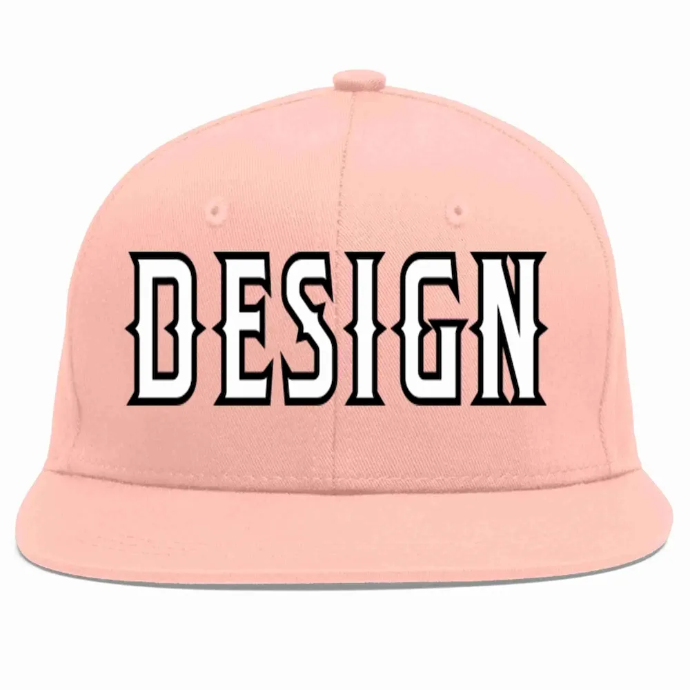 Custom Pink White-Black Flat Eaves Sport Baseball Cap Design for Men/Women/Youth