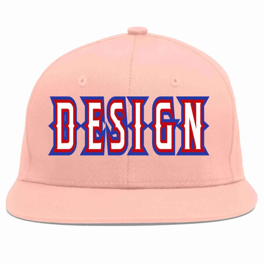 Custom Pink White-Red Flat Eaves Sport Baseball Cap Design for Men/Women/Youth