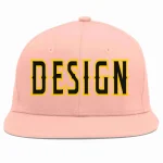 Custom Pink Black-Gold Flat Eaves Sport Baseball Cap Design for Men/Women/Youth