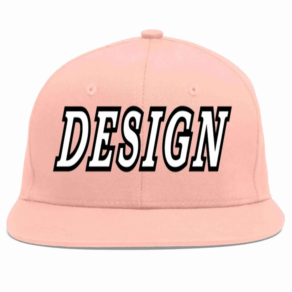 Custom Pink White-Black Flat Eaves Sport Baseball Cap Design for Men/Women/Youth