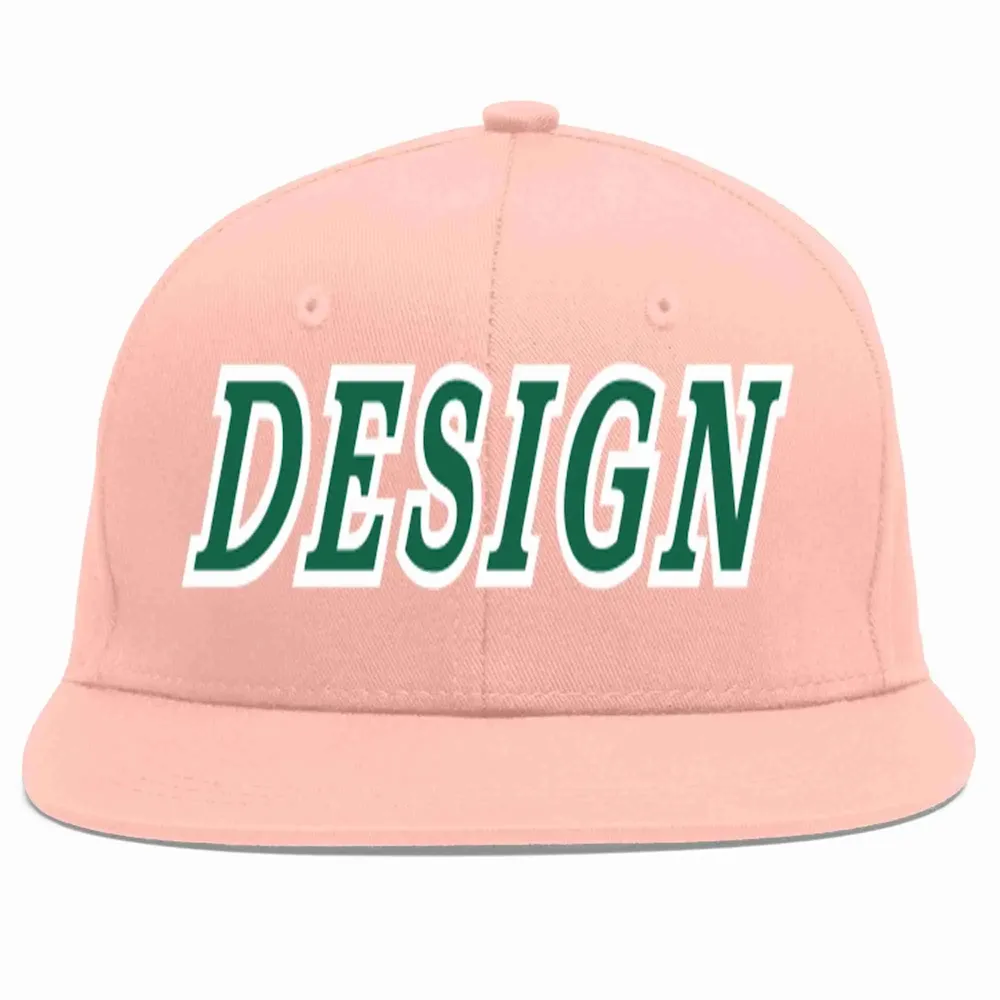 Custom Pink Kelly Green-White Flat Eaves Sport Baseball Cap Design for Men/Women/Youth