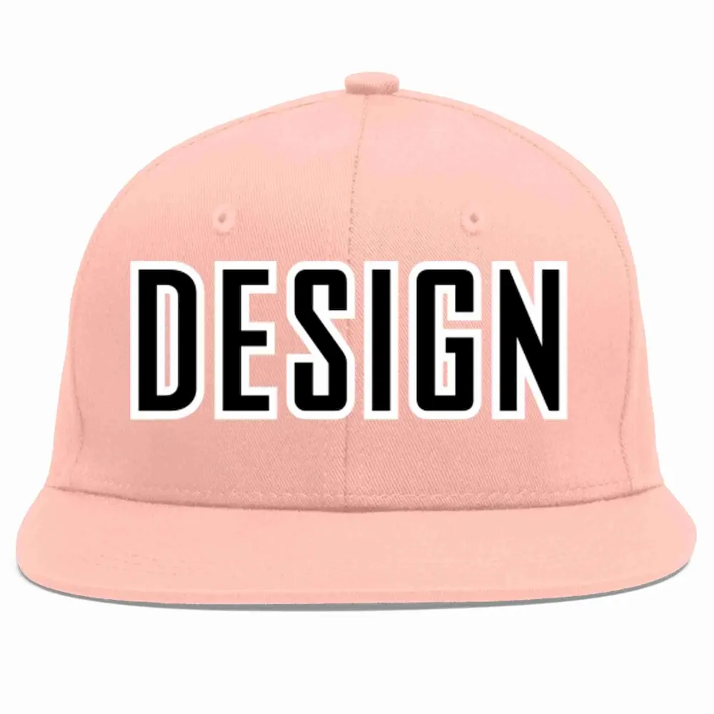 Custom Pink Black-White Flat Eaves Sport Baseball Cap Design for Men/Women/Youth