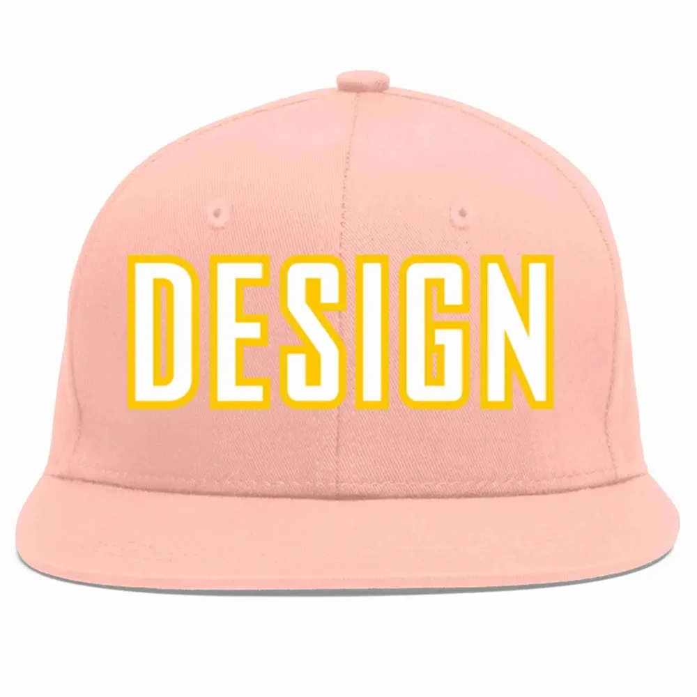 Custom Pink White-Gray Flat Eaves Sport Baseball Cap Design for Men/Women/Youth