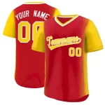 Custom Red Gold Personalized Raglan Sleeves Authentic Pullover Baseball Jersey