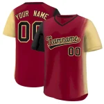 Custom Crimson Black-Khaki Personalized Raglan Sleeves Authentic Pullover Baseball Jersey