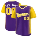 Custom Purple Gold Personalized Raglan Sleeves Authentic Pullover Baseball Jersey