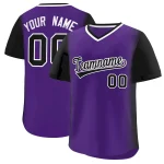 Custom Purple Black Personalized Raglan Sleeves Authentic Pullover Baseball Jersey