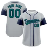 Custom Gray Navy Personalized Raglan Sleeves Design Authentic Baseball Jersey