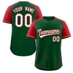 Custom Green White-Red Raglan Sleeves Authentic Baseball Jersey