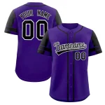 Custom Purple Black Personalized Raglan Sleeves Authentic Baseball Jersey