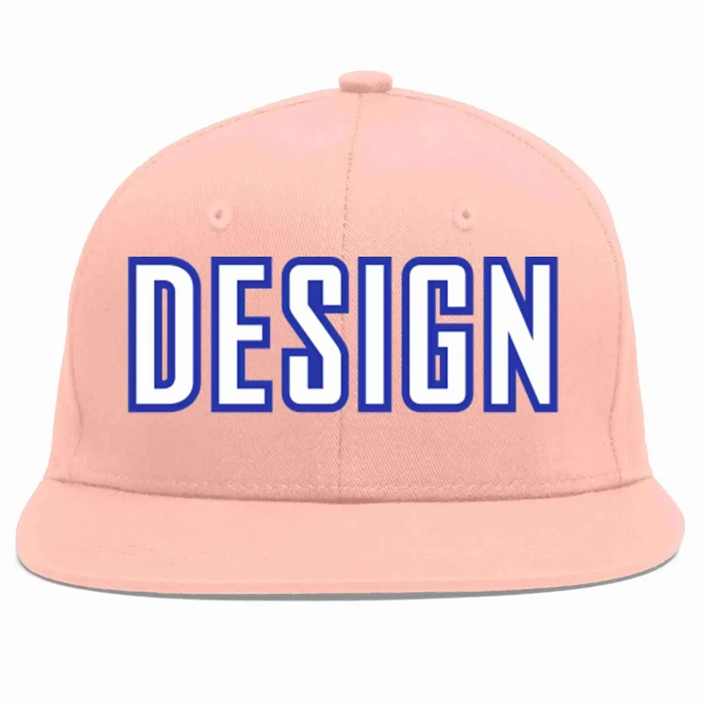 Custom Pink White-Royal Flat Eaves Sport Baseball Cap Design for Men/Women/Youth