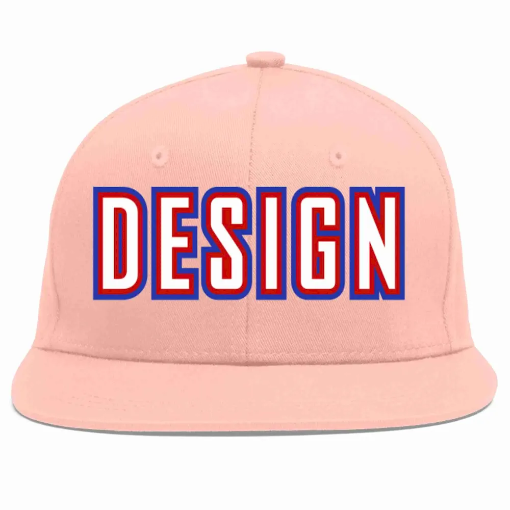 Custom Pink White-Red Flat Eaves Sport Baseball Cap Design for Men/Women/Youth