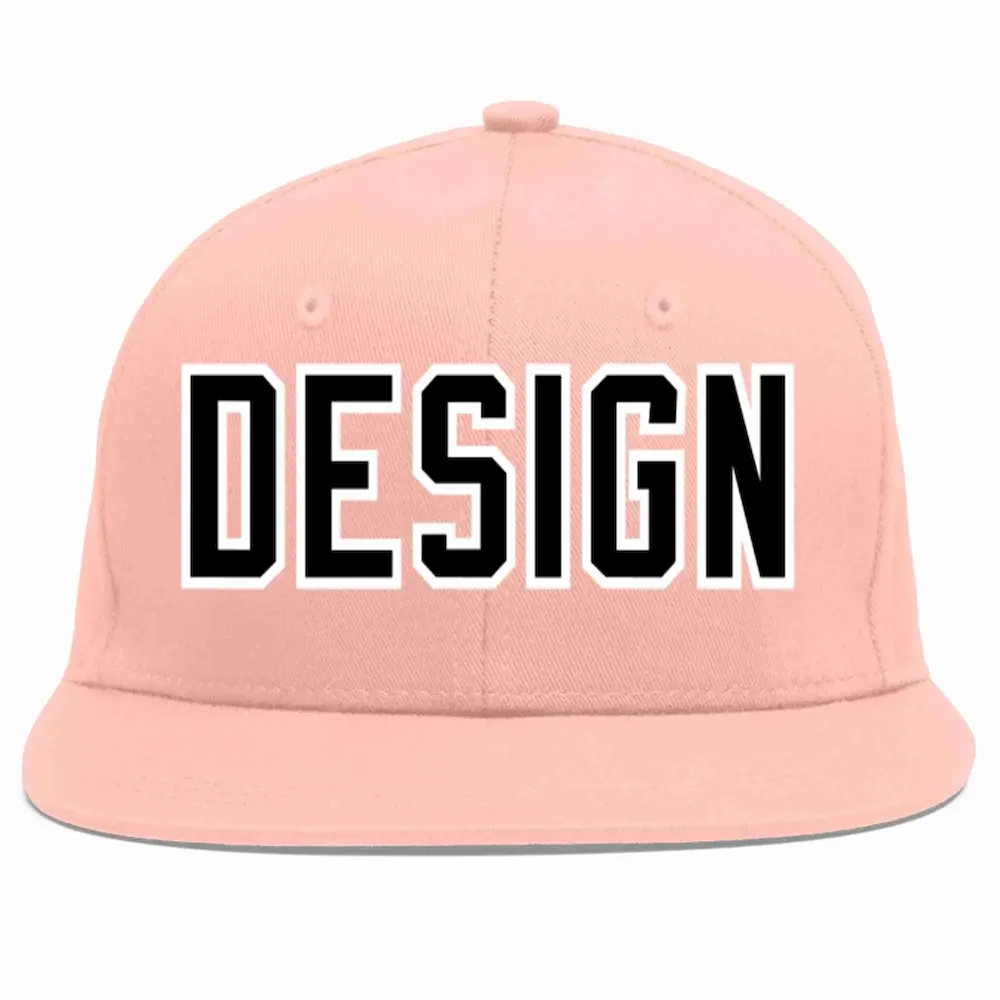 Custom Pink Black-White Flat Eaves Sport Baseball Cap Design for Men/Women/Youth