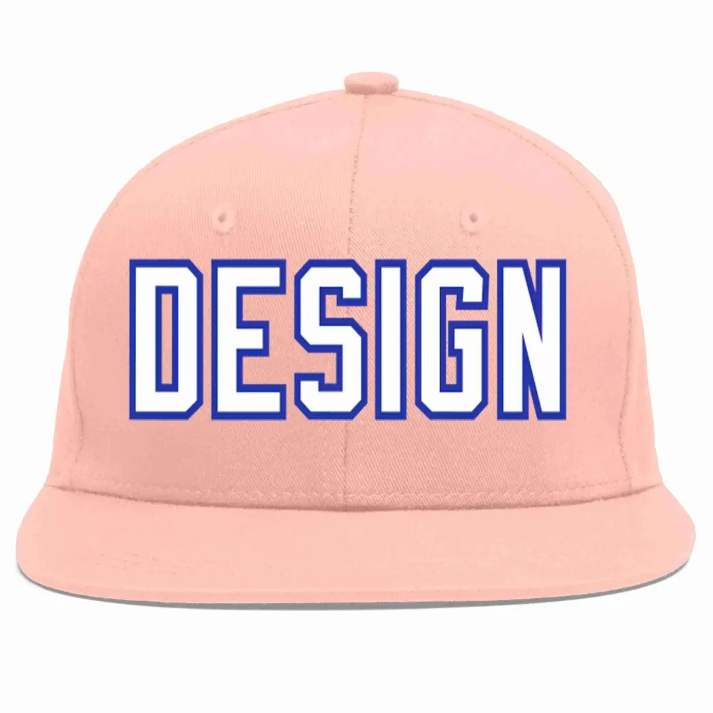 Custom Pink White-Royal Flat Eaves Sport Baseball Cap Design for Men/Women/Youth