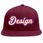 Custom Crimson White-Red Flat Eaves Sport Baseball Cap Design for Men/Women/Youth