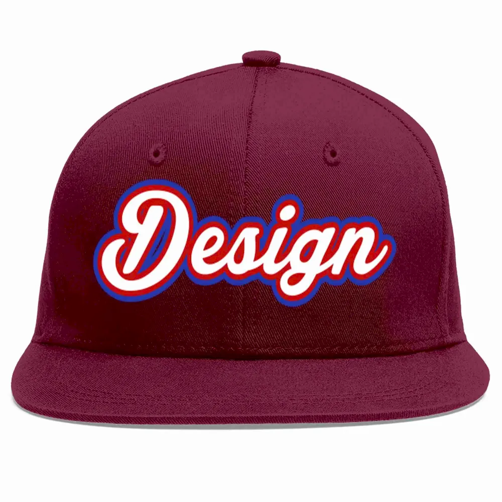 Custom Crimson White-Red Flat Eaves Sport Baseball Cap Design for Men/Women/Youth