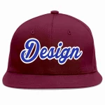 Custom Crimson Navy-White Flat Eaves Sport Baseball Cap Design for Men/Women/Youth