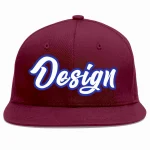 Custom Crimson White-Royal Flat Eaves Sport Baseball Cap Design for Men/Women/Youth