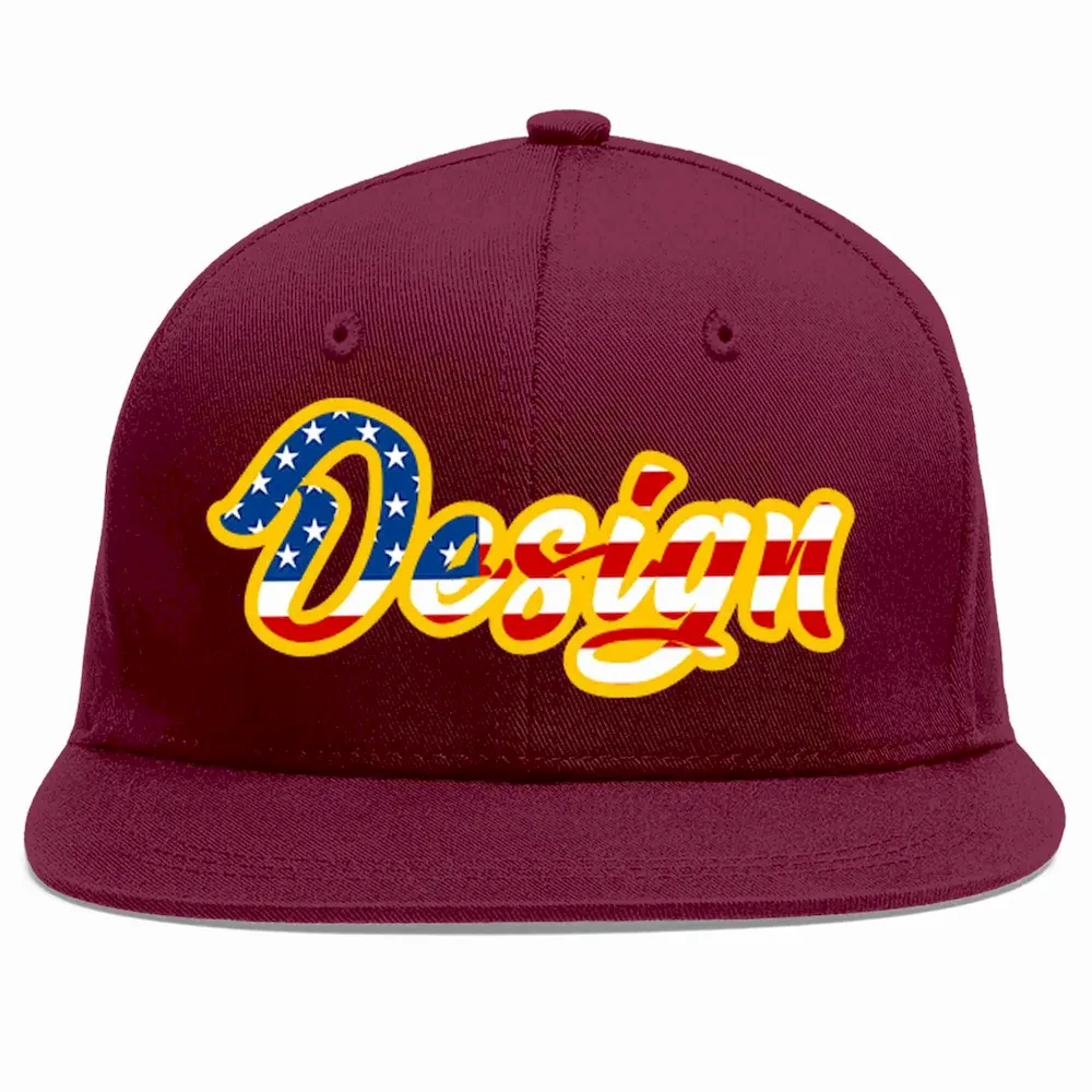 Custom Crimson Black-White Flat Eaves Sport Baseball Cap Design for Men/Women/Youth