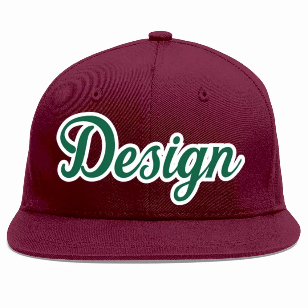 Custom Crimson Black-Gold Flat Eaves Sport Baseball Cap Design for Men/Women/Youth