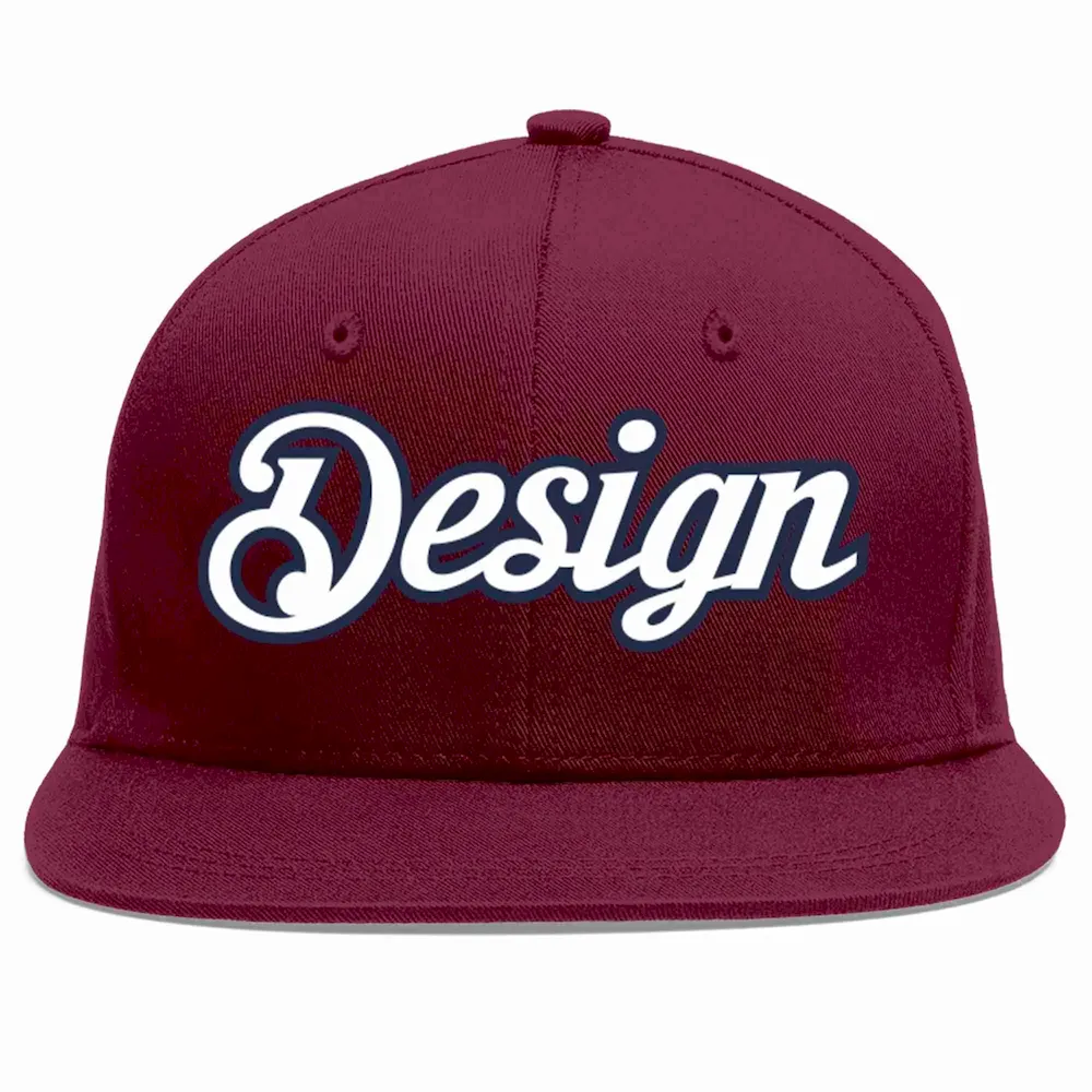 Custom Crimson Gold-White Flat Eaves Sport Baseball Cap Design for Men/Women/Youth
