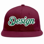 Custom Crimson Kelly Green-White Flat Eaves Sport Baseball Cap Design for Men/Women/Youth