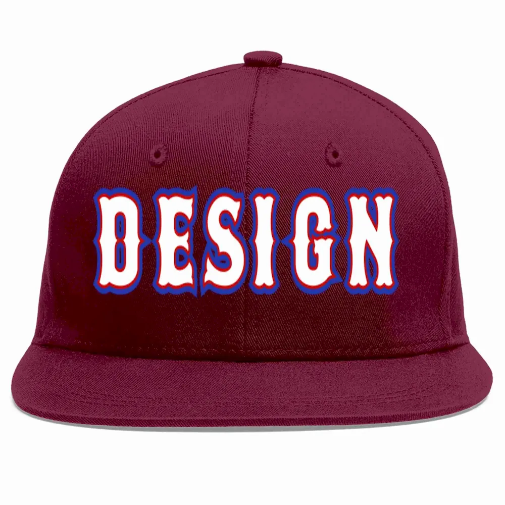 Custom Crimson White-Red Flat Eaves Sport Baseball Cap Design for Men/Women/Youth