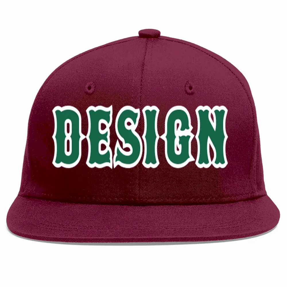 Custom Crimson Black-Gold Flat Eaves Sport Baseball Cap Design for Men/Women/Youth