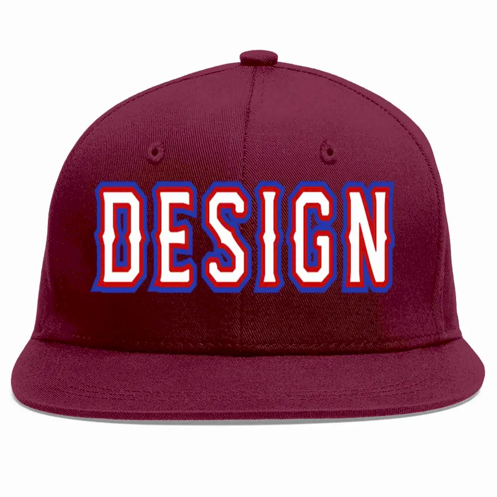 Custom Crimson White-Red Flat Eaves Sport Baseball Cap Design for Men/Women/Youth