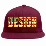 Custom Crimson Vintage USA Flag-Gold Flat Eaves Sport Baseball Cap Design for Men/Women/Youth