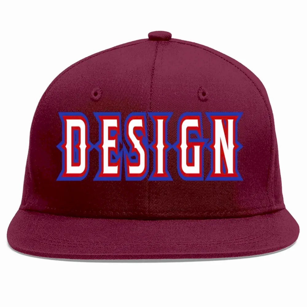 Custom Crimson White-Red Flat Eaves Sport Baseball Cap Design for Men/Women/Youth