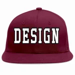 Custom Crimson White-Black Flat Eaves Sport Baseball Cap Design for Men/Women/Youth