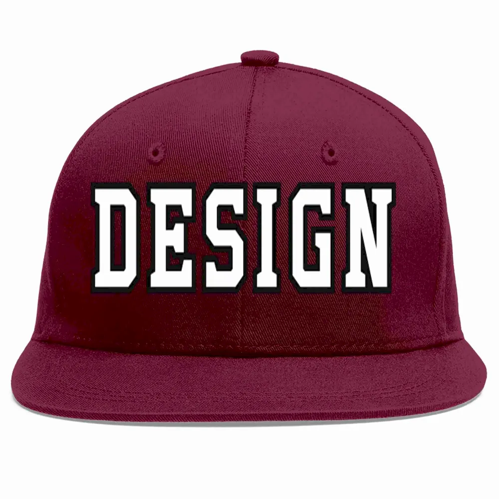 Custom Crimson White-Black Flat Eaves Sport Baseball Cap Design for Men/Women/Youth