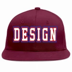 Custom Crimson White-Red Flat Eaves Sport Baseball Cap Design for Men/Women/Youth