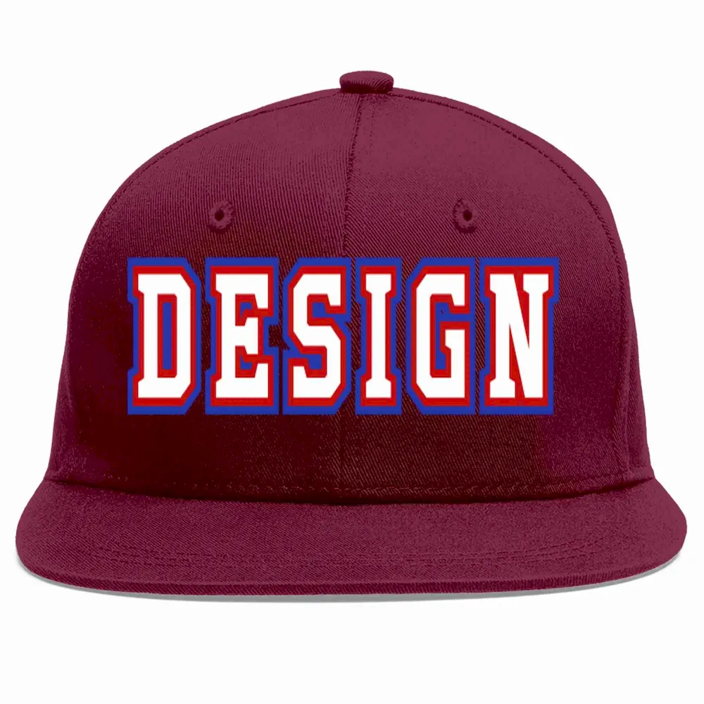 Custom Crimson White-Red Flat Eaves Sport Baseball Cap Design for Men/Women/Youth