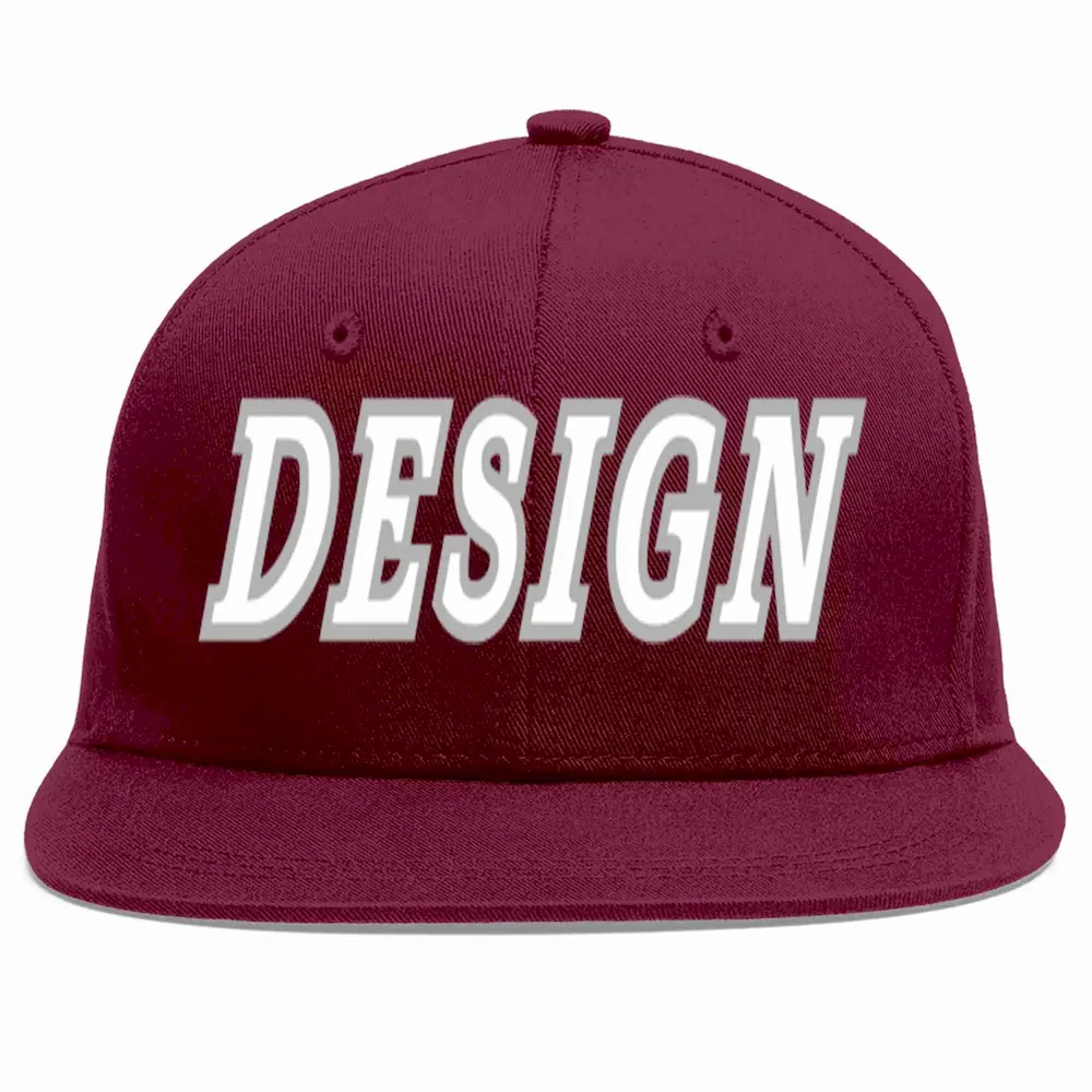 Custom Crimson White-Royal Flat Eaves Sport Baseball Cap Design for Men/Women/Youth