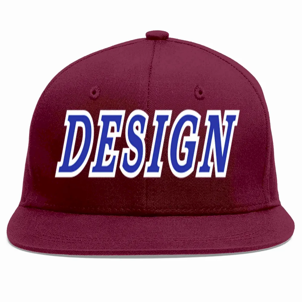 Custom Crimson Navy-White Flat Eaves Sport Baseball Cap Design for Men/Women/Youth